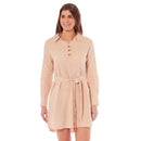 Ladies Linen Button Shirt Dress - Beige
