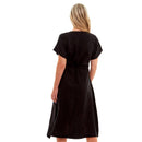 Ladies Linen Button Midi Dress - Black