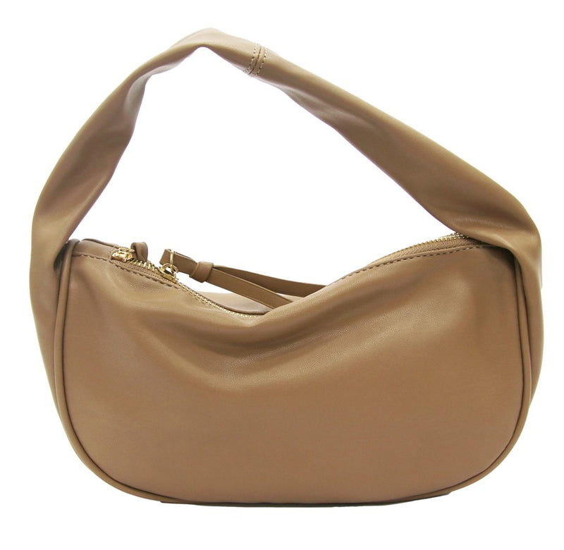 Slouch Handle Faux Leather Bag - Camel