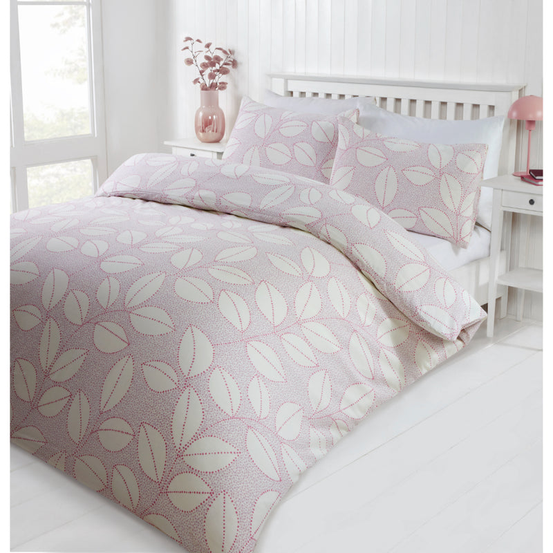 Lewis's Leaf Duvet Set - Pink