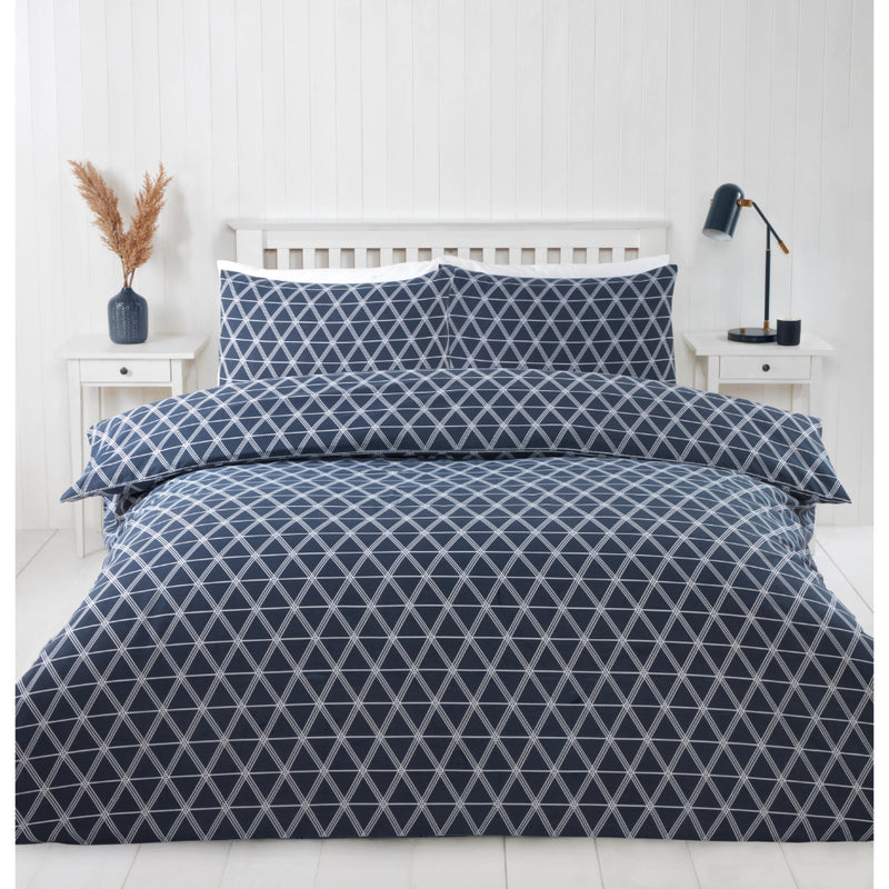 Lewis's Deco Duvet Set - Navy Blue