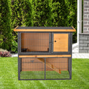 Pawhut Rabbit Hutch Light Yellow & Black for 2-4 Rabbits