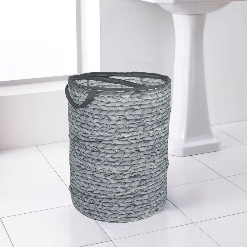 Country Club Laundry Bins Hyacinth Design Pop Up 34x34x44cm - Grey