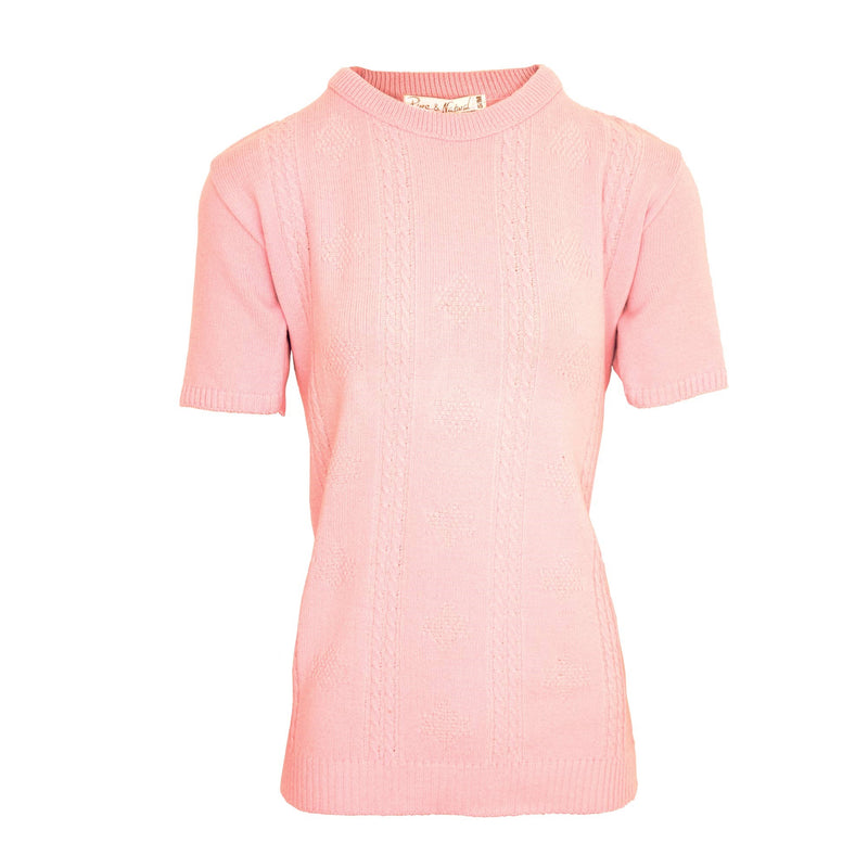 Ladies Cable Front Sweater - Pink
