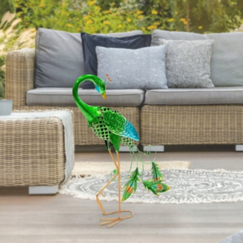 GardenKraft Solar Metal Peacock 56cm