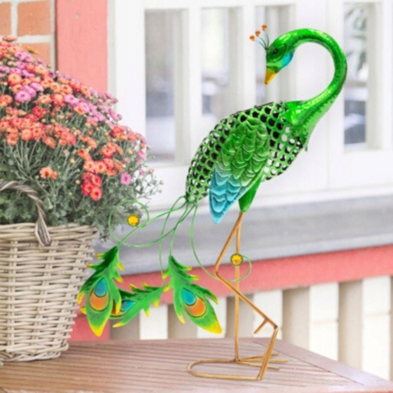 GardenKraft Solar Metal Peacock 56cm