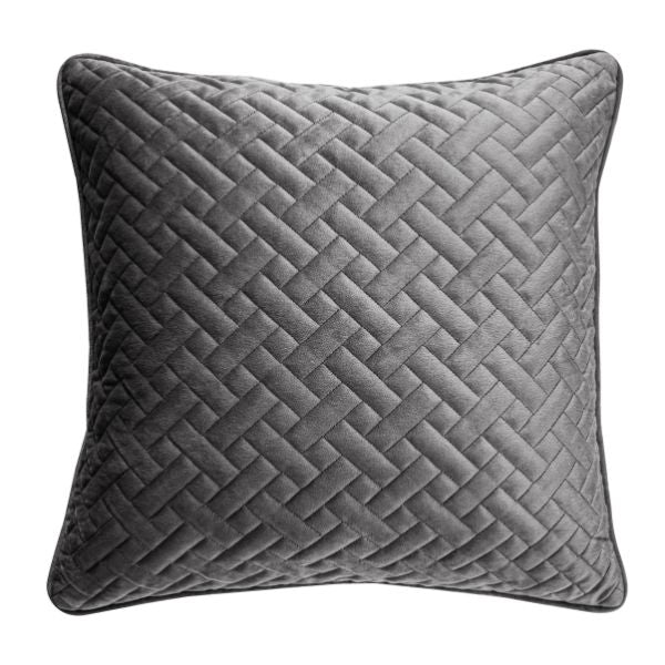 Velvet Quilted Cushion 45 x 45cm - Silver