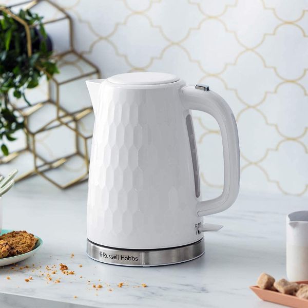 Russell Hobbs Honeycomb 1.7 Litre Textured Jug Kettle - White