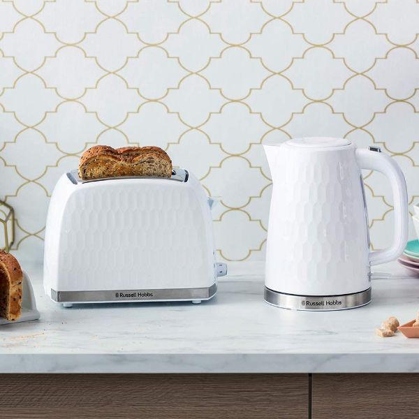 Russell Hobbs Honeycomb 1.7 Litre Textured Jug Kettle - White