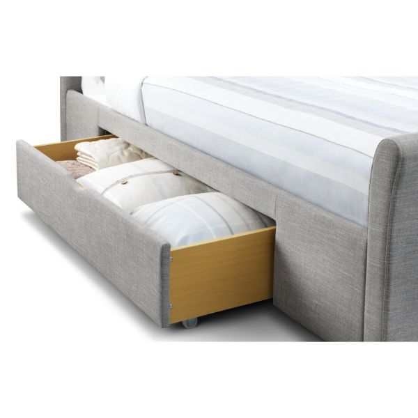 Capri Fabric Bed With Drawers Light Grey Double 135cm