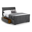 Capri Bed With Drawers Dark Grey Velvet Double  135cm