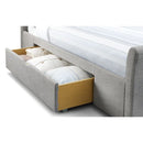 Capri Fabric Bed With Drawers Light Grey Super King 180cm