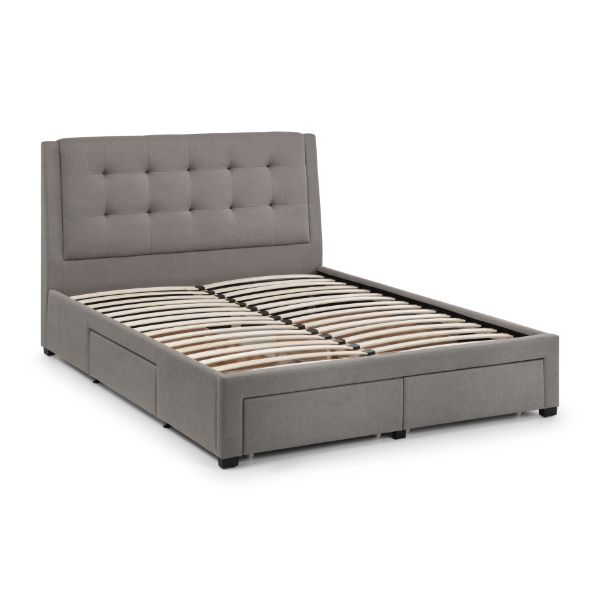Fullerton King Bed with 4 Drawers 150cm Grey