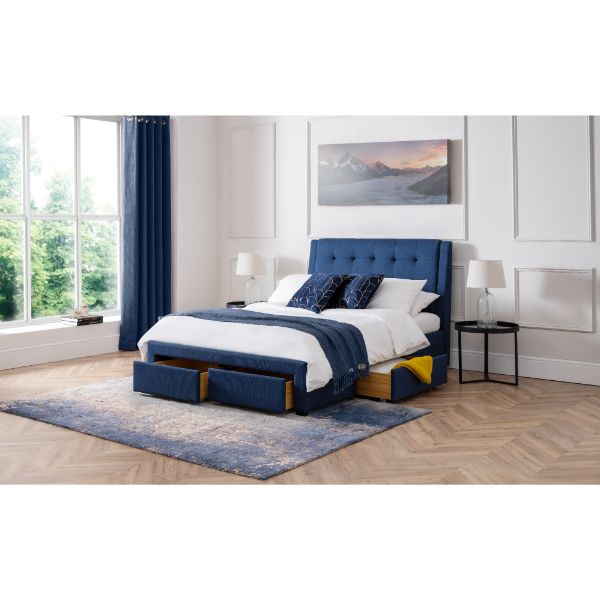 Fullerton Super King Bed with 4 Drawers 180cm Blue