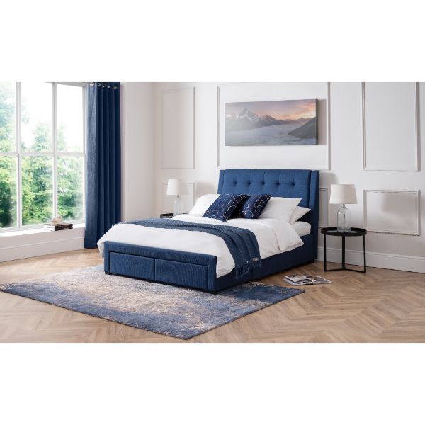 Fullerton Super King Bed with 4 Drawers 180cm Blue