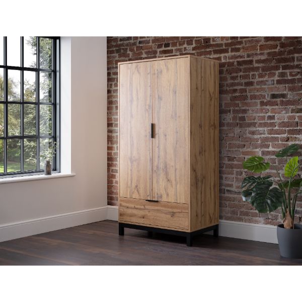 Bali Wardrobe 2 Door 1 Drawer Oak 1.8m