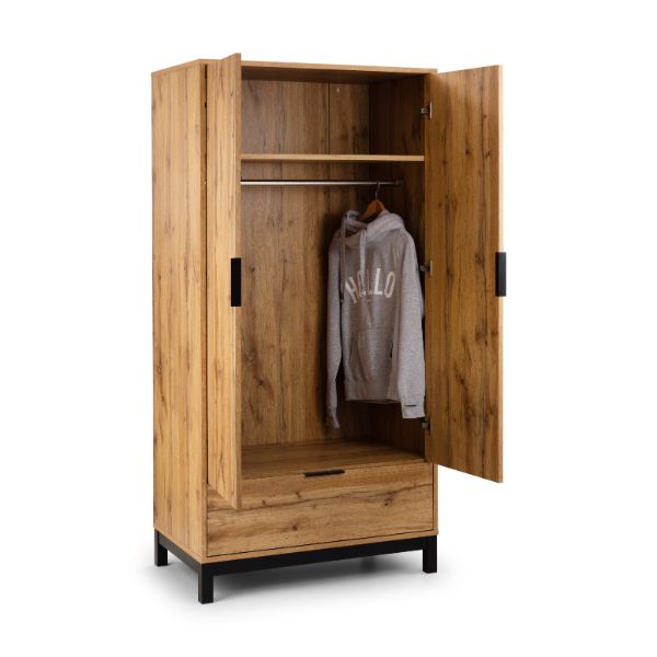 Bali Wardrobe 2 Door 1 Drawer Oak 1.8m