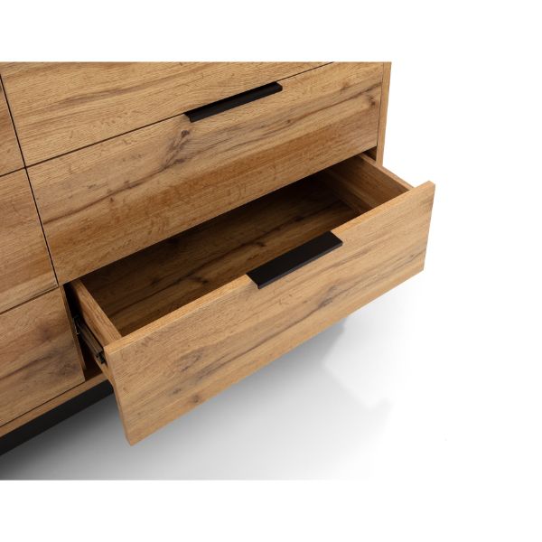 Bali Chest Of Drawers 6 Drawer Wide Oak 1.2m