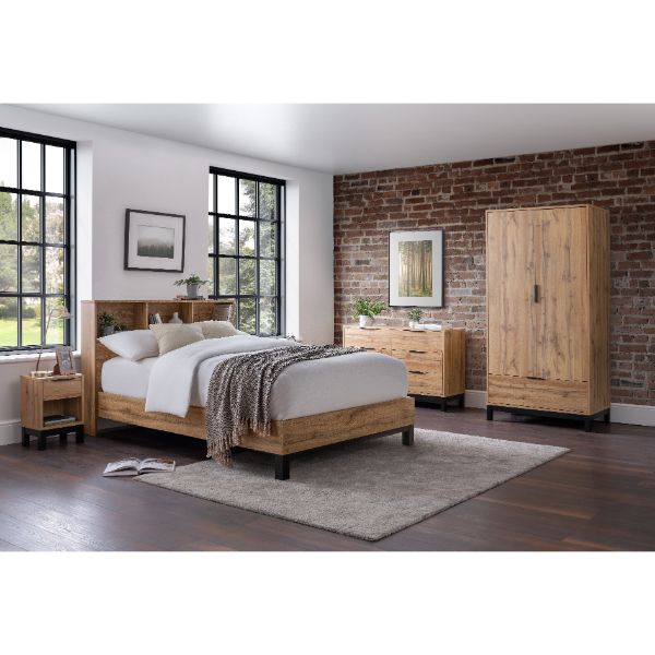 Bali Double Bed Bookcase Headboard 135cm Oak