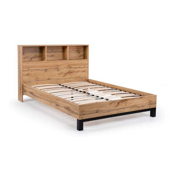 Bali Double Bed Bookcase Headboard 135cm Oak