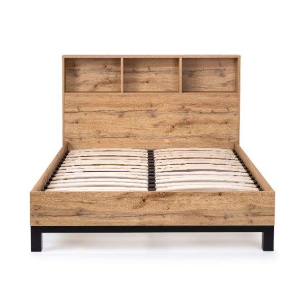 Bali Double Bed Bookcase Headboard 135cm Oak