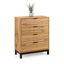 Bali Chest Of Drawers 4 Drawer Oak 80cm