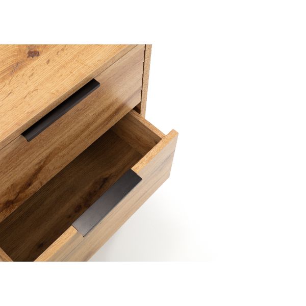 Bali Bedside Table 2 Drawer Oak