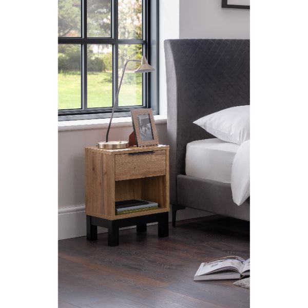 Bali Bedside Table 1 Drawer Oak