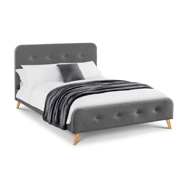 Astrid Curved Retro Buttoned King Bed 150cm Grey