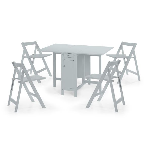 Savoy Dining Table Set with 4 Chairs Light Grey