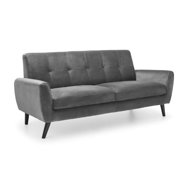 Monza Sofa 3 Seater In Dark Grey Velvet