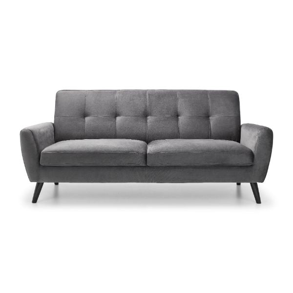 Monza Sofa 3 Seater In Dark Grey Velvet