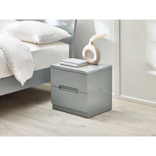 Manhattan Bedside Table with 2 Drawers Grey