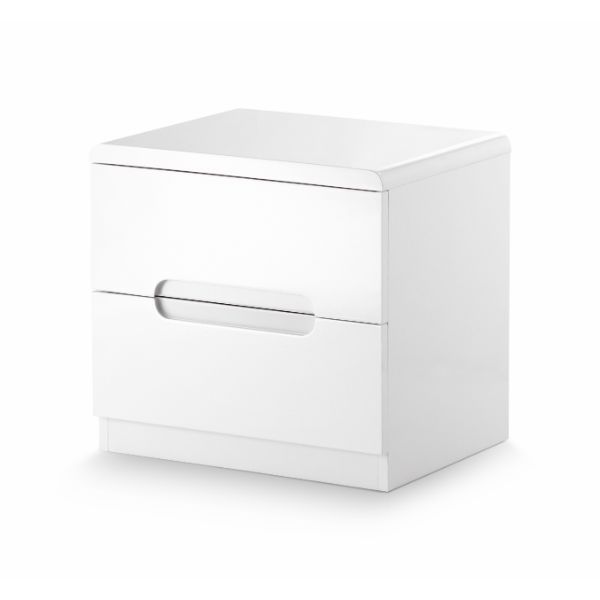 Manhattan Bedside Table with 2 Drawers White