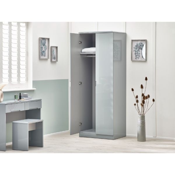Manhattan Wardrobe with 2 Doors 2m Grey