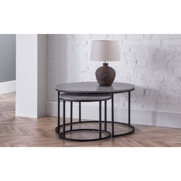 Staten Round Coffee Tables Set of 2 Nesting Concrete