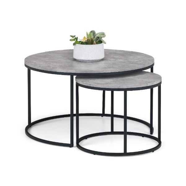 Staten Round Coffee Tables Set Of 2 Nesting Concrete
