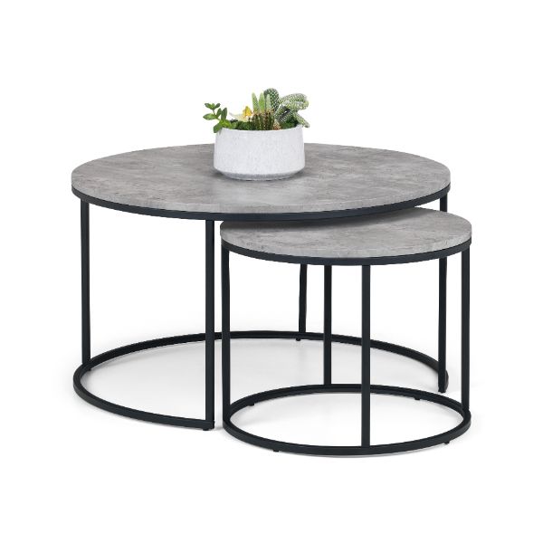 Staten Round Coffee Tables Set of 2 Nesting Concrete