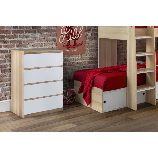 Jupiter Chest of 4 Drawers 80cm Oak & White