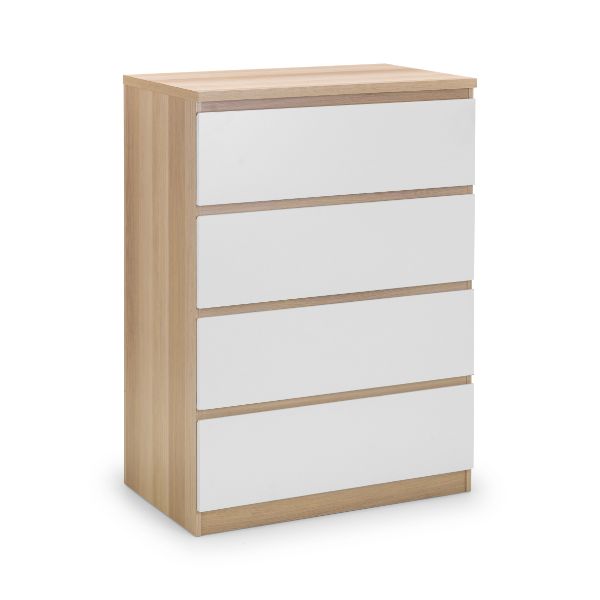 Jupiter Chest of 4 Drawers 80cm Oak & White