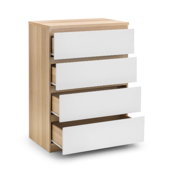 Jupiter Chest of 4 Drawers 80cm Oak & White