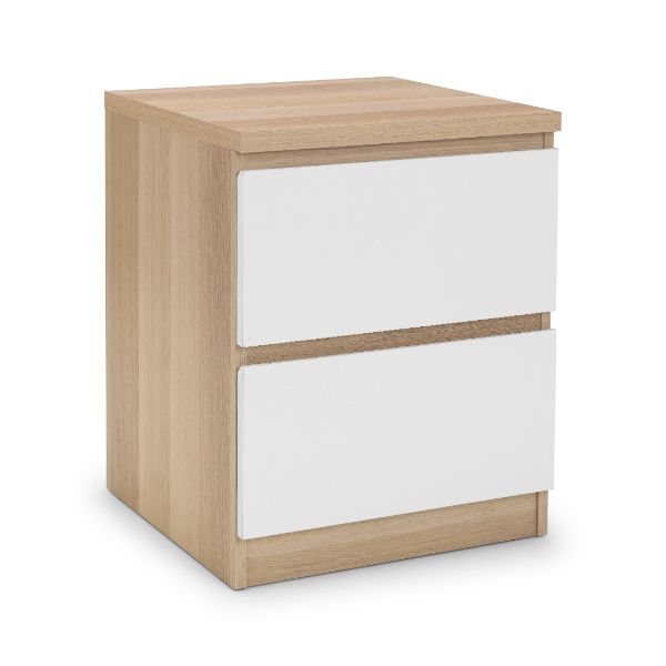 Jupiter Bedside Table with 2 Drawers Oak & White