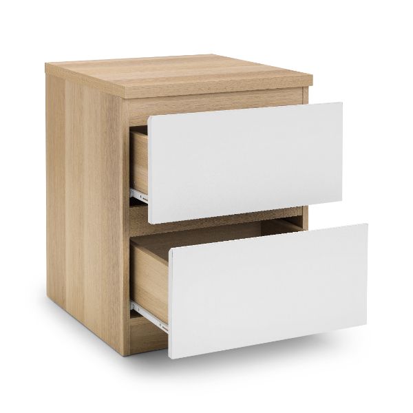 Jupiter Bedside Table with 2 Drawers Oak & White