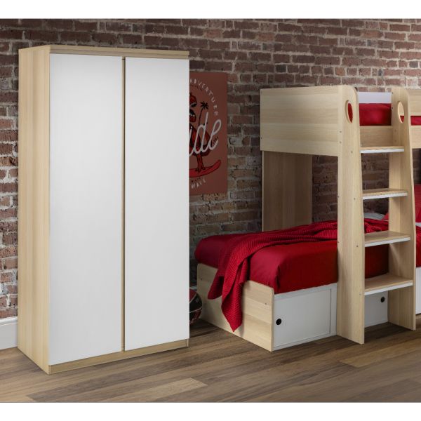 Jupiter Wardrobe with 2 Doors 190cm Oak & White