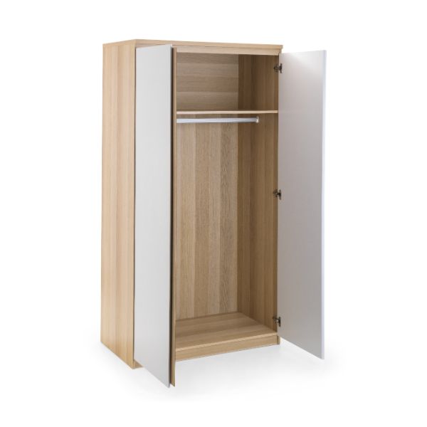 Jupiter Wardrobe with 2 Doors 190cm Oak & White