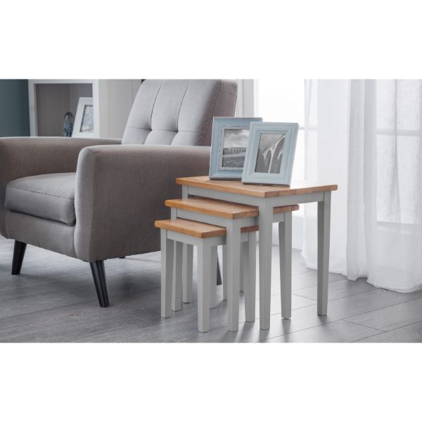 Cleo Nest Of 3 Tables 2 Tone Grey & Oak