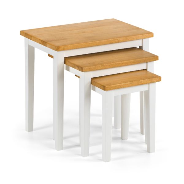 Cleo Nest Of 3 Tables White Natural Oak