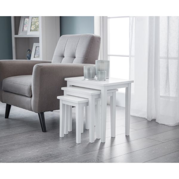 Cleo Nest Of 3 Tables Pure White Finish