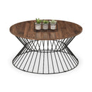 Jersey Round Wire Coffee Table 80cm Walnut
