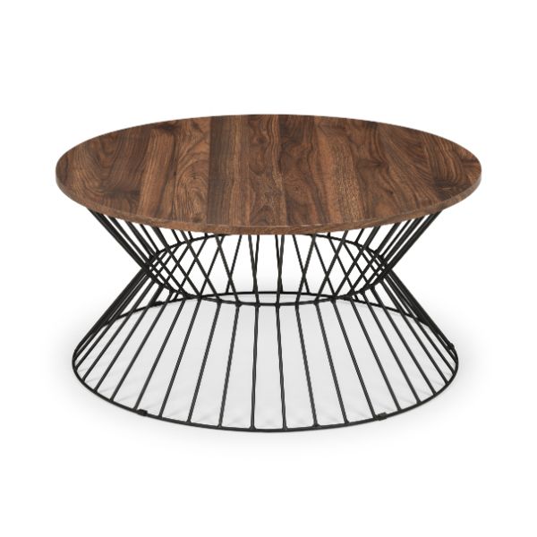 Toulon Round Wire Coffee Table 80cm Walnut